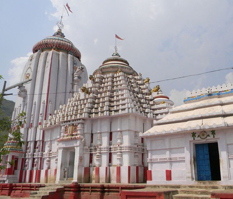 Biraja Shakti Peeth temple architecture in Jajpur with detailed carvings and red-white walls