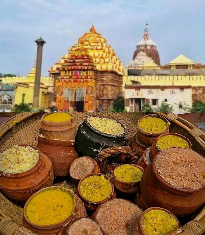 Mahaprasad offered in clay pots at Jagannath Temple near Vimala Temple Puri Odisha