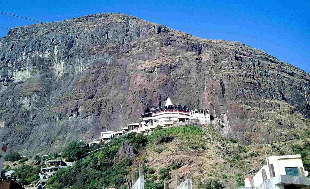 Saptashrungi Devi Temple built on steep rocky hill in Nashik Maharashtra