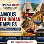 Famous South Indian temples banner with Tirupati Helps logo and tirupatihelps.com featuring Tirumala, Meenakshi, Rameswaram and Sabarimala