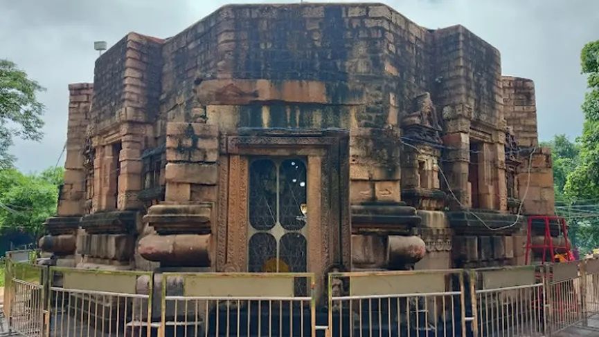 Mundeshwari Devi Temple front view showing ancient octagonal stone structure in Kaimur Bihar