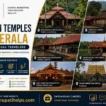 Collage of hidden temples in Kerala featuring ancient temple architecture, lake temples, forest shrines, and spiritual destinations.