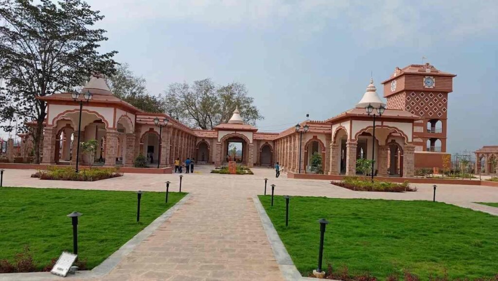 Samaleswari Temple Heritage Corridor with landscaped gardens and traditional Odishan architecture in Sambalpur.