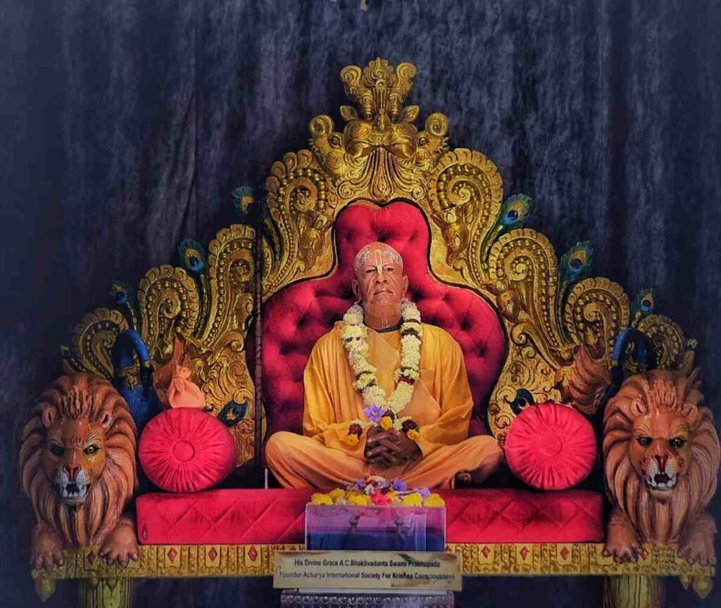Portrait of Srila A.C. Bhaktivedanta Swami Prabhupada, founder of the International Society for Krishna Consciousness (ISKCON).