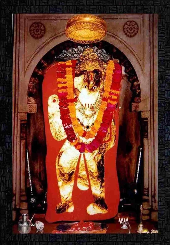 Sacred idol of Balaji Maharaj inside Mehandipur Balaji Temple
